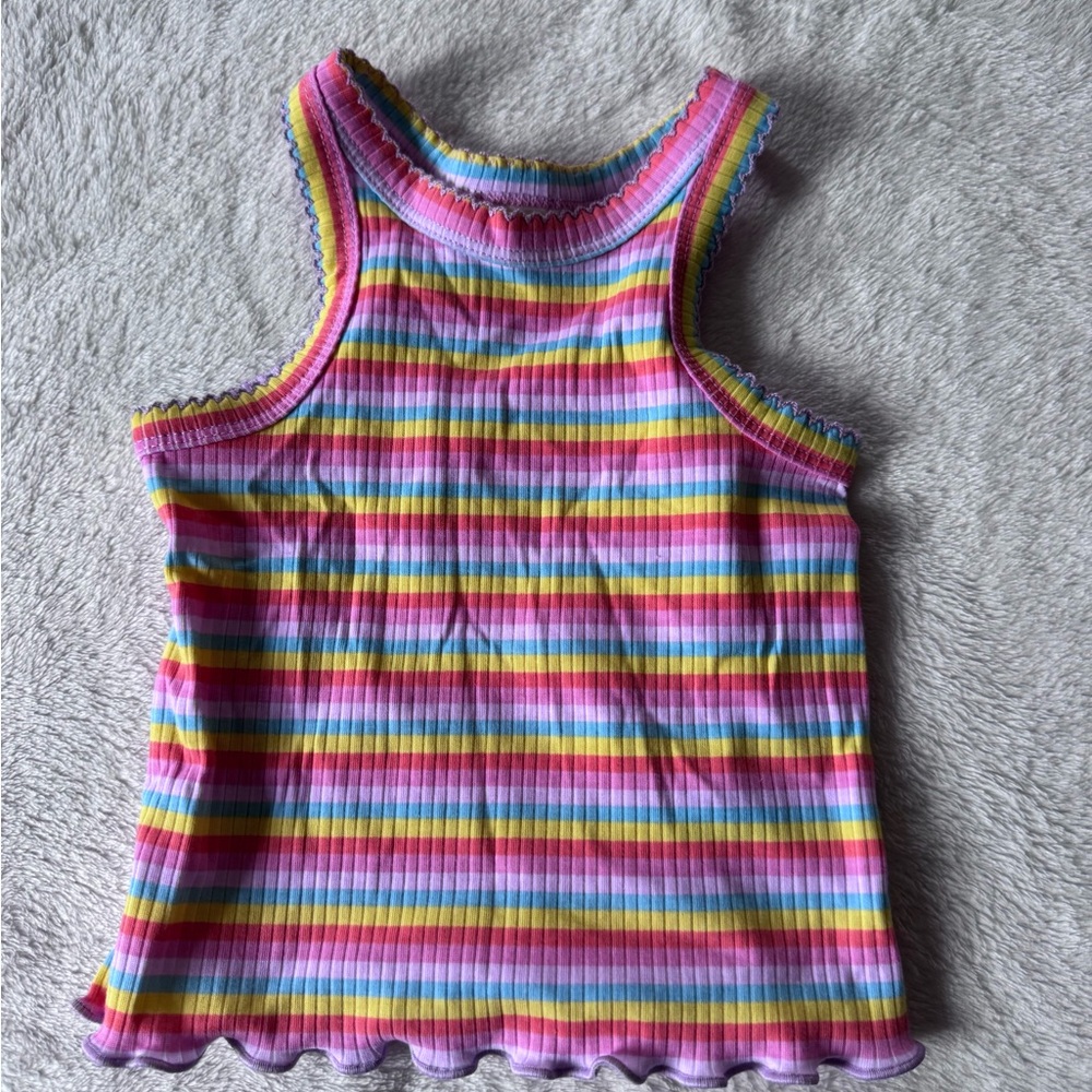 Cat & Jack Rainbow Stripe Ribbed Tank Top - Pink, Yellow, Blue, Green, Purple